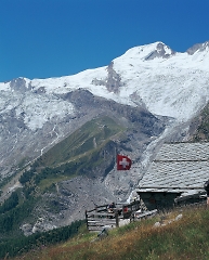 summer skiing on the glacier in saas-fee