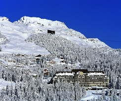st-moritz snowy village and grand hotel
