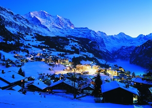 wengen village at night