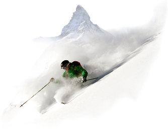 Zermatt Skiing Powder in front of the Matterhorn